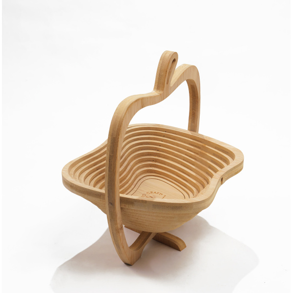 Bamboo Foldable Spiral Cut Fruit Basket